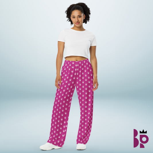 POPIWA QUEENS - All-over Pink print unisex wide-leg pants