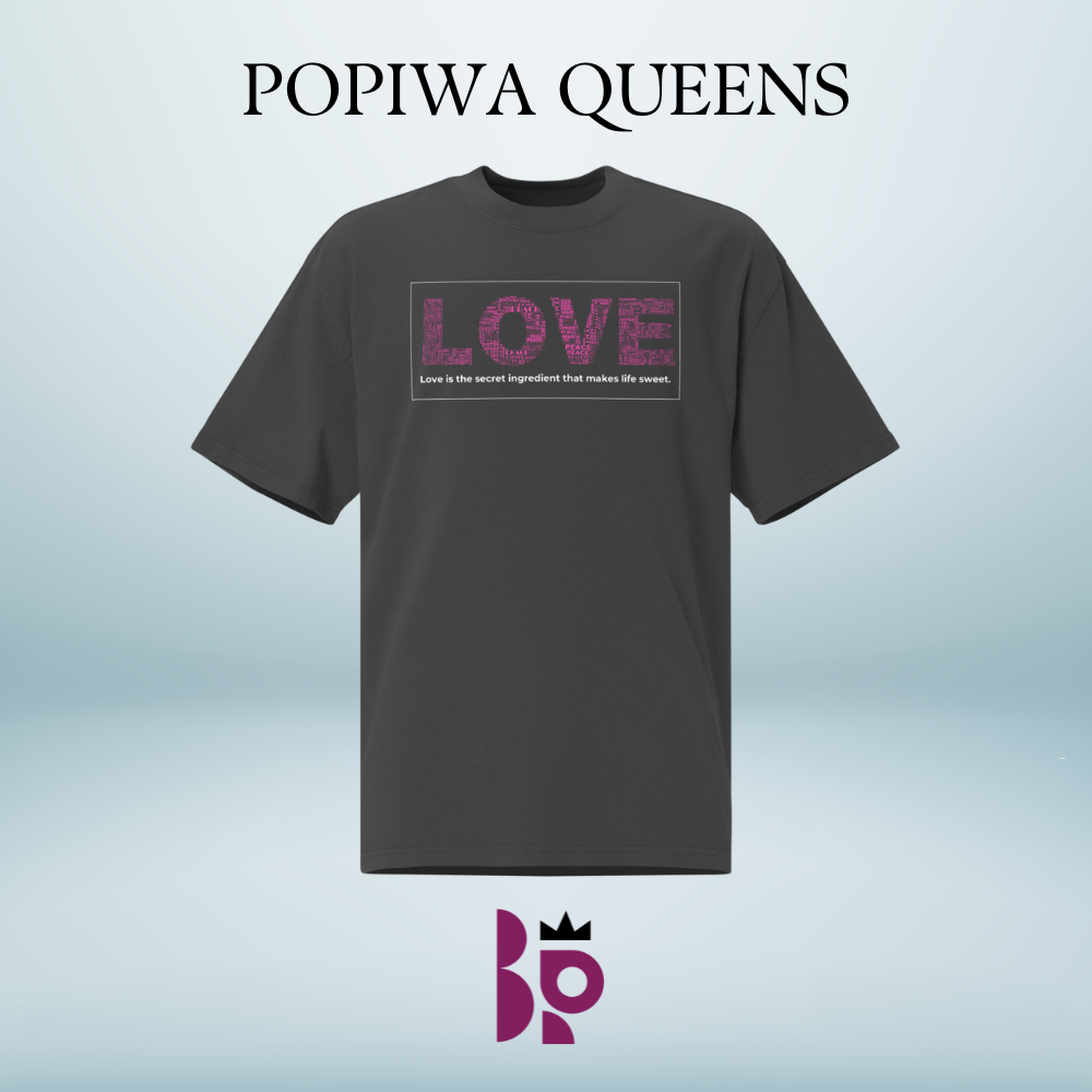 POPIWA QUEENS - Oversized Faded T-shirt Love Graphic