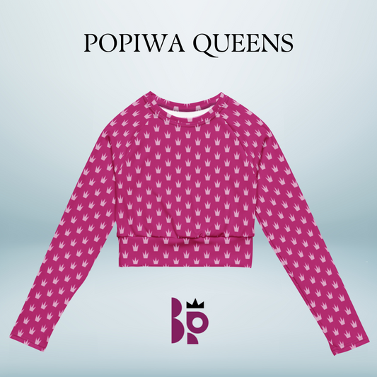 POPIWA QUEENS - Cool Pink Recycled long-sleeve crop top