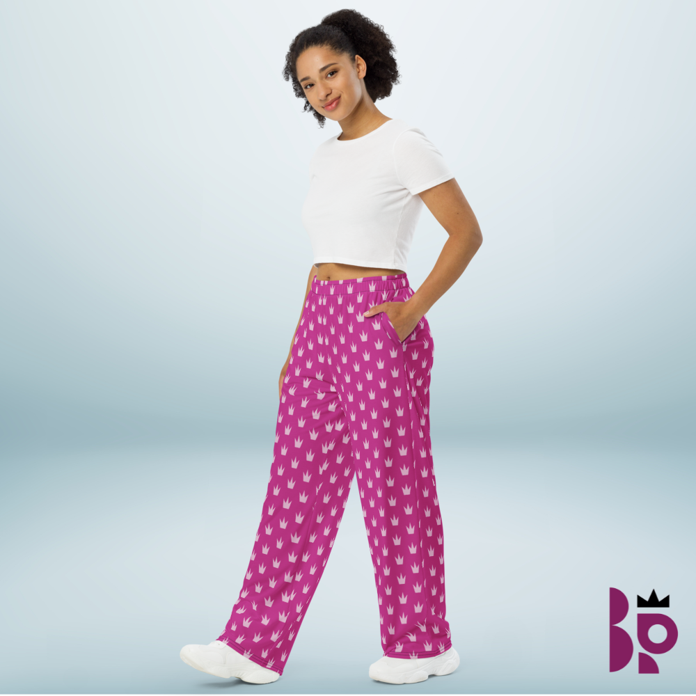 POPIWA QUEENS - All-over Pink print unisex wide-leg pants