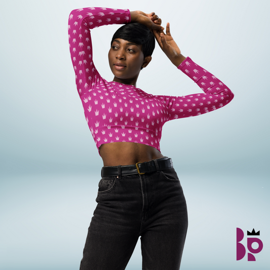 POPIWA QUEENS - Cool Pink Recycled long-sleeve crop top