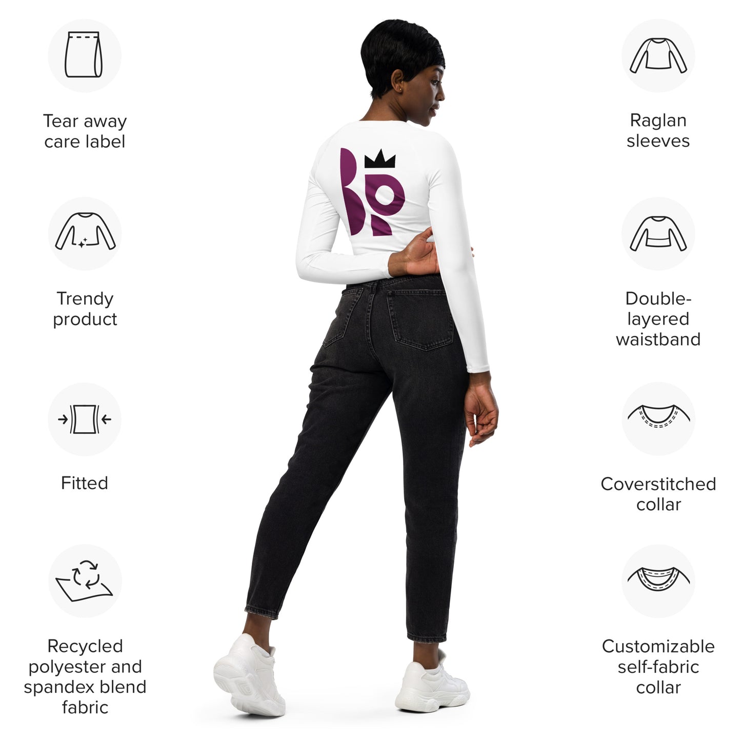 POPIWA QUEENS - Recycled long-sleeve crop top